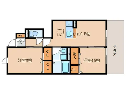 ソレアードすみれ野I(2LDK/1階)の間取り写真