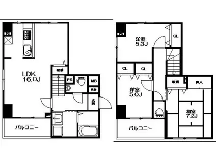 カナルスカイコンフォート(3LDK/2階)の間取り写真