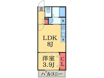 AJ蘇我III(1LDK/2階)の間取り写真