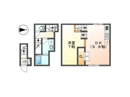 城とさくらのエスプレッソ(ワンルーム/2階)の間取り写真