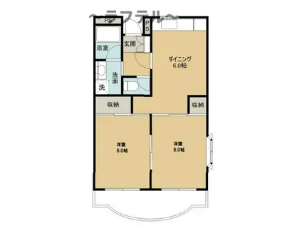 小手指ヒルズ(2DK/1階)の間取り写真