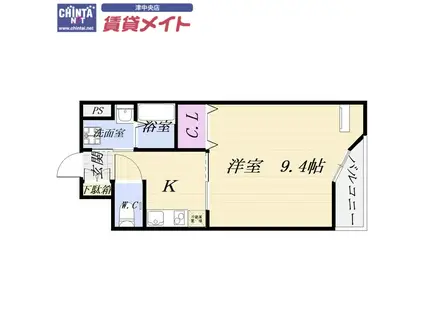 ルラシオン江戸橋(1K/2階)の間取り写真