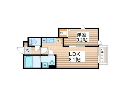 ガス割 第八弾 THE ROOM 南仙台駅B(1LDK/1階)の間取り写真