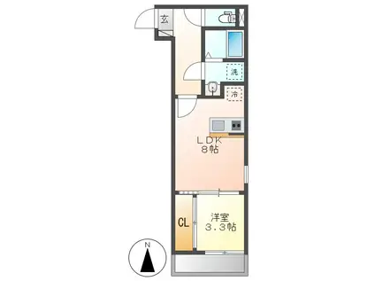 ベネフィス高畑(1LDK/1階)の間取り写真