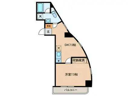 グランパパス(1DK/4階)の間取り写真