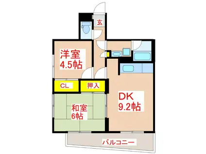 ロイヤルシティ23(2DK/3階)の間取り写真