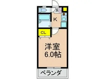 サンフォレストスギモト(1K/1階)の間取り写真