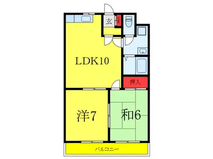 シャインハイム南鳩ヶ谷(2LDK/3階)の間取り写真