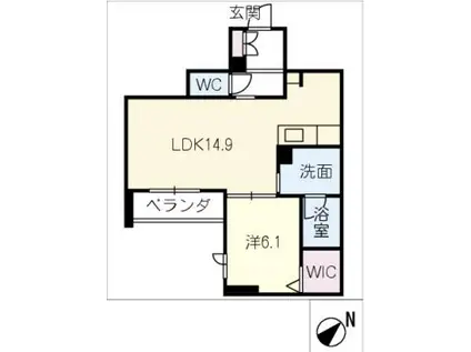 リボーンKKR(1LDK/3階)の間取り写真