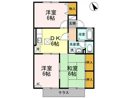 セジュール北浦A(3DK/1階)の間取り写真