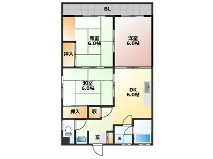 グランドマンション(3DK/5階)の間取り写真