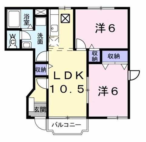 ヴィラ サンライズ ドリームII(2LDK/1階)の間取り写真