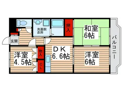 ジュネスメゾンドール(3DK/3階)の間取り写真