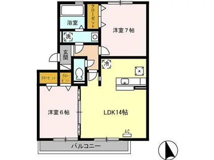 パルテール(2LDK/2階)の間取り写真