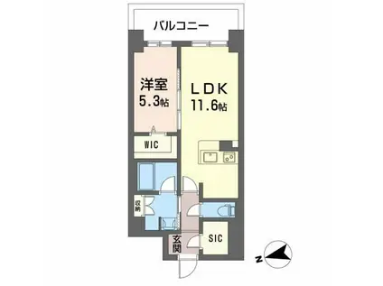 ケイマン(1LDK/8階)の間取り写真