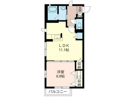アピア泉・II(1LDK/1階)の間取り写真