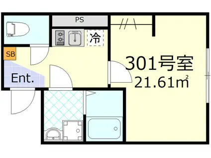 ワンネス西品川(1K/3階)の間取り写真