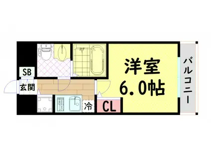 LUMINOUS桜川(1K/4階)の間取り写真
