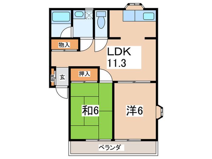 ハイツKAM(2LDK/2階)の間取り写真