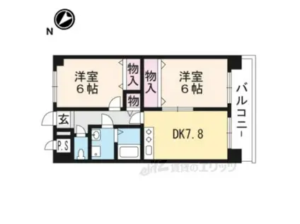 ルミエール2(2DK/2階)の間取り写真