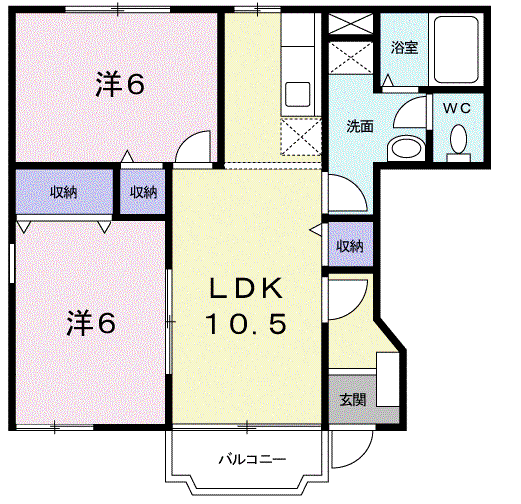 ララヴィコロ(2LDK/1階)の間取り写真