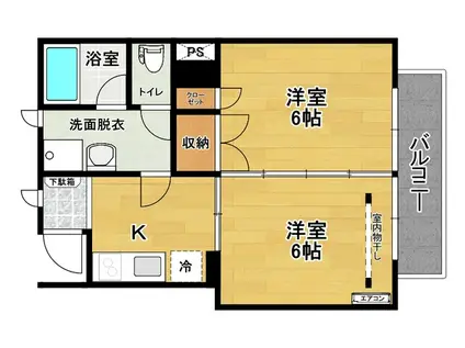 ガーデンテラス細沼A(2K/3階)の間取り写真