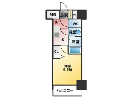 MAXIV東別院(1K/4階)の間取り写真