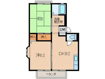 アンジェリーク中島(2DK/2階)の間取り写真