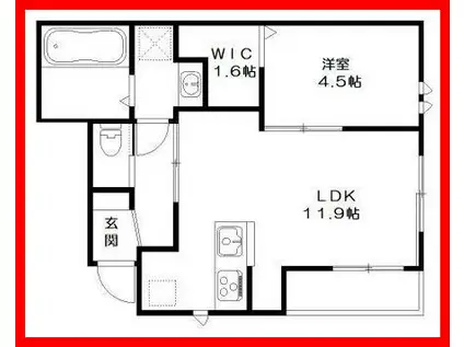 ハピネスノア(1LDK/2階)の間取り写真