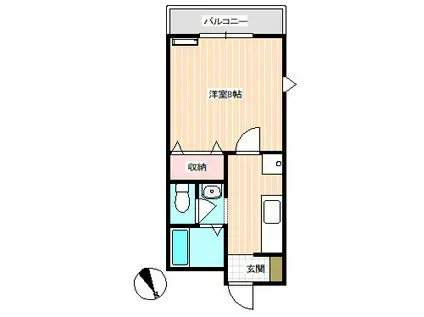ファミール椿(1K/1階)の間取り写真