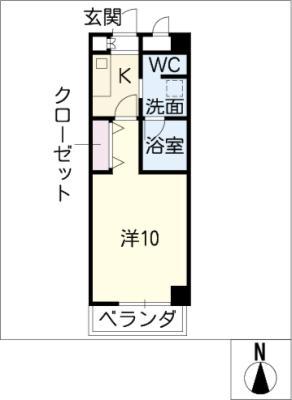 ルミエール青山11(1K/4階)の間取り写真