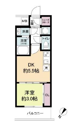 セレニテ神戸ミラク(1DK/11階)の間取り写真