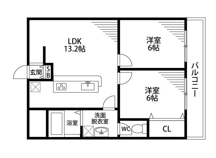 レジデンス松栄I(2LDK/6階)の間取り写真