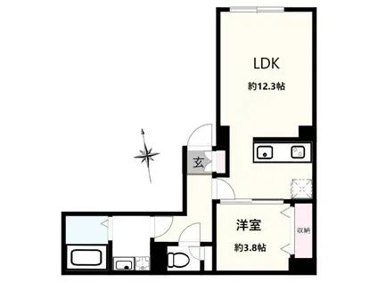 クリアル新富町(1LDK/5階)の間取り写真