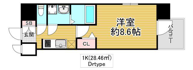 スプランディッド京橋イースト(1K/6階)の間取り写真