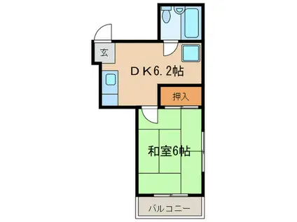 ハイツやまざき(1DK/2階)の間取り写真