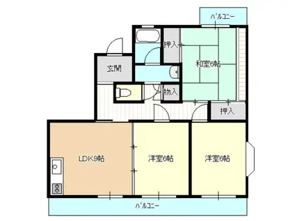 パレス富塚(3LDK/3階)の間取り写真
