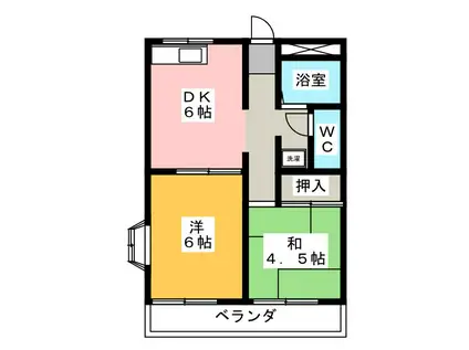 メゾン錦(2DK/1階)の間取り写真