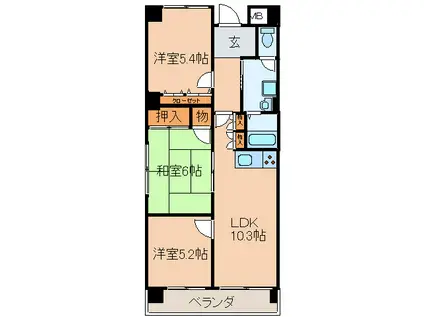 カシノハイツ(3LDK/4階)の間取り写真