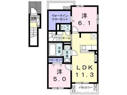 マルヒラ東赤石(2LDK/2階)の間取り写真
