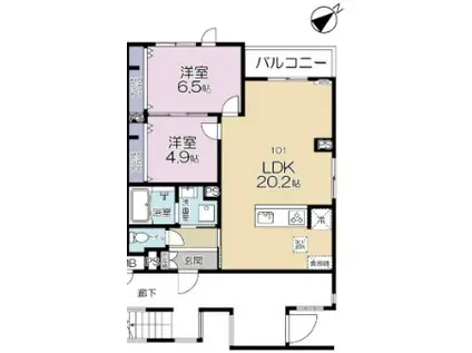 カンパーナオオタカノモリ(2LDK/1階)の間取り写真