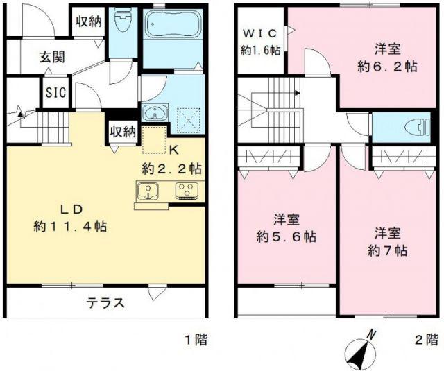 THE PARK.B棟(3LDK/1階)の間取り写真