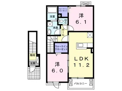 ウーノ A(2LDK/2階)の間取り写真
