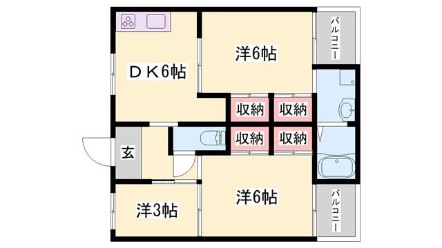 ビレッジハウス野村(3DK/1階)の間取り写真