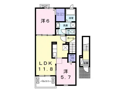 クレメント・II(2LDK/2階)の間取り写真