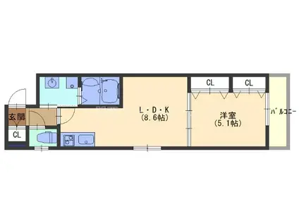 クレアール大久保(1LDK/2階)の間取り写真