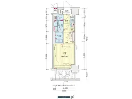 ララプレイス大阪福島ミラ(1K/5階)の間取り写真