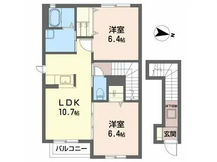 シャーメゾン・輝(2LDK/2階)の間取り写真