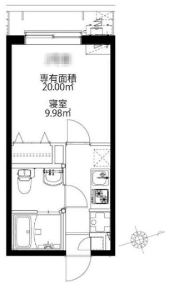 スカイヒルズ春日部(1K/2階)の間取り写真
