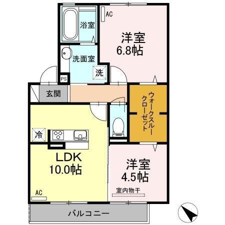 フランボワーズ(2LDK/2階)の間取り写真